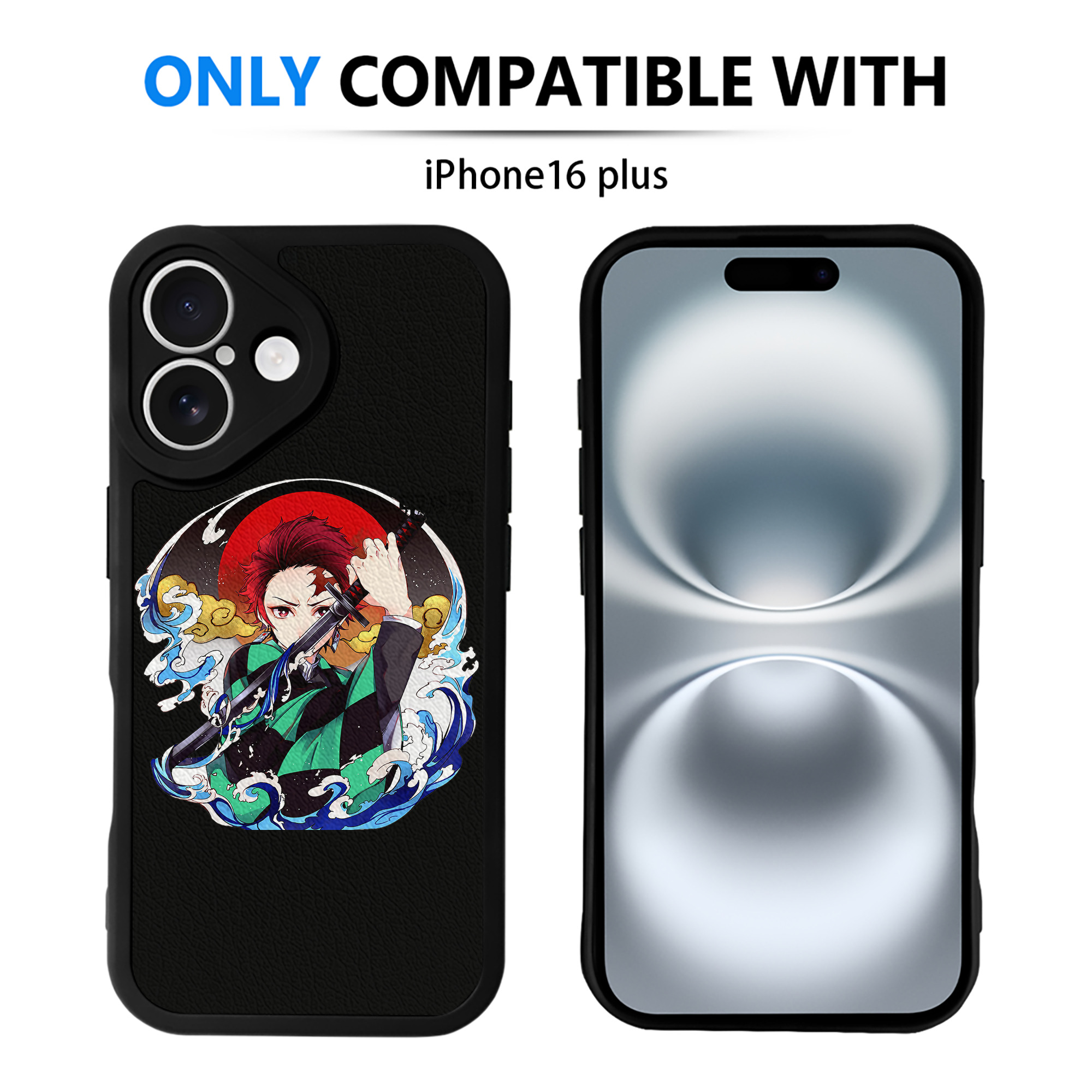（画像用） 鬼滅の刃 竈門 炭治郎／かまど たんじろう Kamado Tanjirou 【iPhone 16シリーズ対応】シリコンスマホケース（レザー調） 材質：シリコン